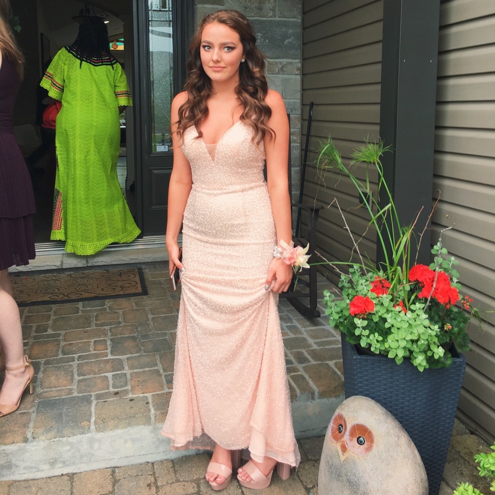 Sherri Hill beaded blush pink gown